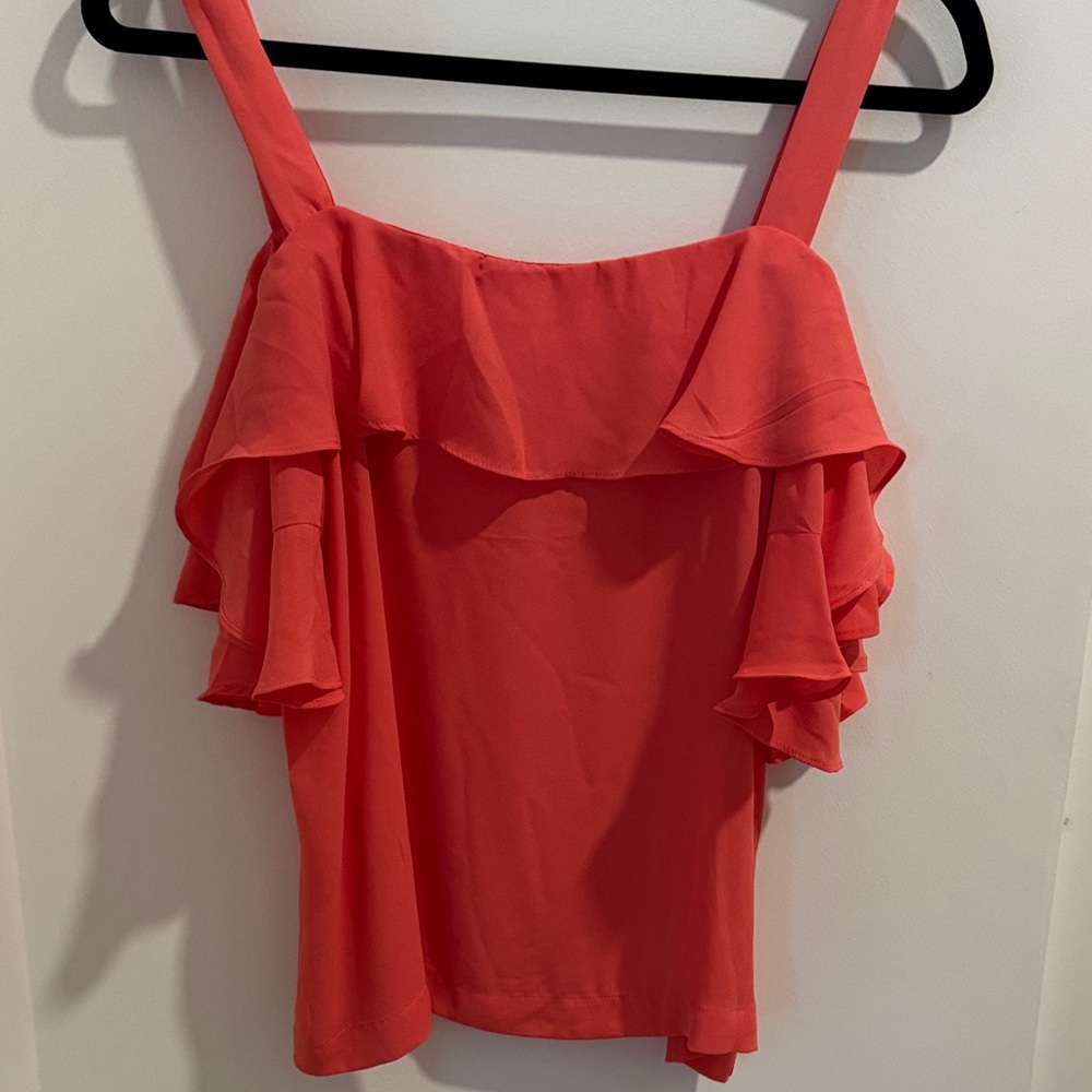J. Crew Factory Coral Ruffle Off-Shoulder Tank